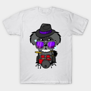 Cute schnauzer jamming on the drums T-Shirt